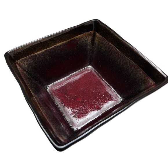 Brown & Red Square Decoratove Sercing Bowl - Picture 1 of 4